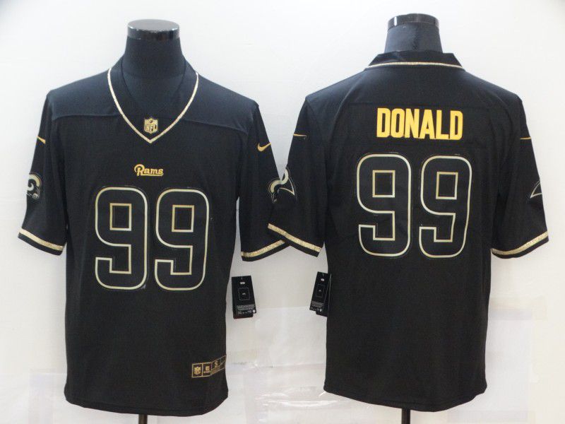 Men Los Angeles Rams #99 Donald Black gold lettering 2020 Nike NFL Jersey->new england patriots->NFL Jersey
